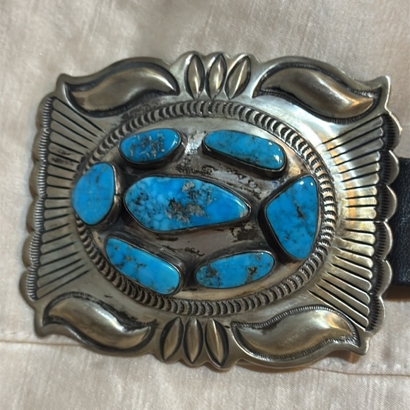 Vintage Navajo Golden Hills Turquoise Sterling Concho Belt by Terry Charlie Wow! - Picture 1 of 17